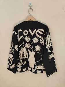 <b>Black</b> Hand Embroidered <b>Jacket</b> Folk Art Suzani Style Cropped <b>Jacket</b> Boho Statement <b>Jacket</b> Handmade Ethnic Outerwear - Product Image 6