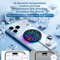 Cargador Inalámbrico Tipo-C con Luz Ambiental, Cargador de Carga Rápida de 15 W, Cargador Magnético para Teléfono Móvil para Automóvil 2026