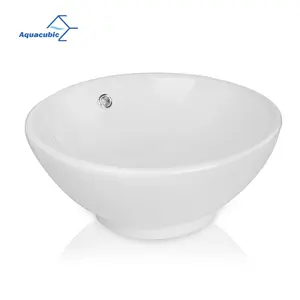 Bathroom Sinks And Basins Bathroom Vessel Sink Round Above Counter White Porcelain Ceramic Washing Art Basin With Support US Warehouse Delivery