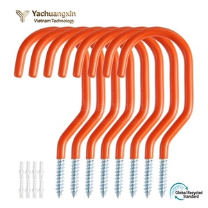 Orange <b>Plastic</b> Slip <b>Hook</b> 5.9 Inch With Screw Base Powder Coated Finish - Product Image 3