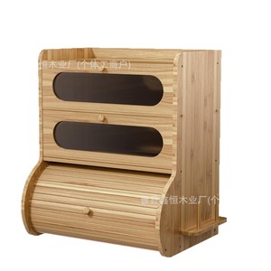 Boîte à pain en bambou avec couvercle coulissant, rangement alimentaire pour pain, pâtisserie, fruits, usage domestique - Product Image 5