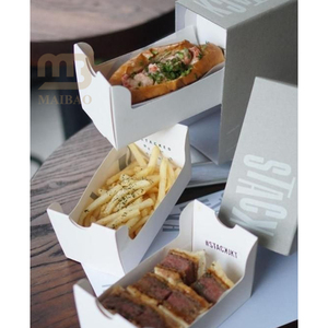 Emballage alimentaire jetable à clapet personnalisé pli papier kraft de qualité alimentaire rapide Burger poulet Hotdog boîte tirage famille part pack - Product Image 5
