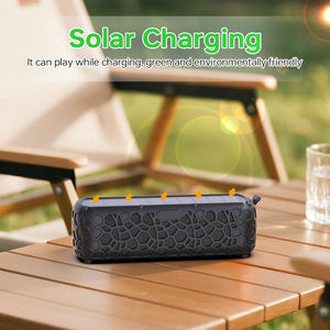 Enceinte <span class=keywords><strong>sans</strong></span> <span class=keywords><strong>fil</strong></span> à chargement solaire avec 12h d'autonomie, batterie 1200mAh, fente pour carte TF, robuste, pour l'extérieur, randonnée et camping - Product Image 3