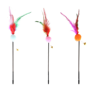 Wholesale Interactive Toy Cat Teaser <b>Stick</b> Toy Cat Playing Cat Rod Multicolor Feather Bell Plush <b>Ball</b> - Product Image 2