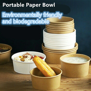 Hete Aanbieding 1300ml Wegwerp Bruine Kraft Papieren Voedselcontainer Schaal met Deksel Anzhu Merk Aangepast Logo Aangepaste Verpakking voor Soep en Salade - Product Image 5