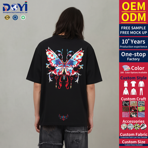 T-shirt unisexe surdimensionné à manches courtes DUYI brodé 100% coton, motif floral <span class=keywords><strong>psychédélique</strong></span> vibrant, personnalisable OEM ODM, streetwear - Product Image 2