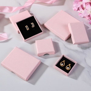 Wholesale Custom Square Pink Rigid 2 Piece Thin Jewelry <b>Box</b> Lid and Base Paper Jewelry <b>Box</b> for Ring <b>Earring</b> Necklace - Product Image 1