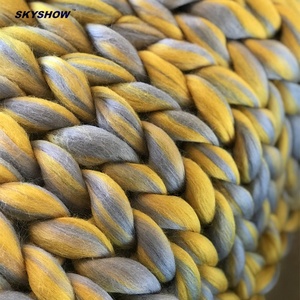 Couverture tricotée en <span class=keywords><strong>laine</strong></span> mérinos, noire, Super épaisse, universelle, couleur arc-en-ciel, 100% acrylique, personnalisée - Product Image 4