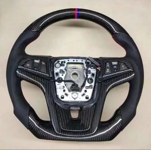 Volant de voiture en cuir véritable en fibre de carbone à fond plat avec affichage LED chauffant pour <span class=keywords><strong>Chevrolet</strong></span> Camaro <span class=keywords><strong>rs</strong></span> Lt 2014 2015 5e/6e génération - Product Image 4