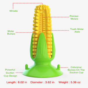 Corn-Shaped Plastic Chewing <b>Toy</b> for Dogs Teeth Cleaning <b>Interactive</b> Squeaky Pet <b>Toy</b> Green and Yellow Cartoon Design - Product Image 2