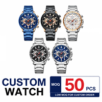 Montre à quartz multifonction pour homme BINBOND B6395 6395, bracelet en acier, chronographe, date, luminescente, étanche, montre de sport pour affaires