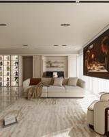 Aménagement intérieur d'appartement spacieux avec rangements sur mesure, conception résidentielle complète pour les immeubles urbains de grande hauteur