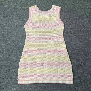 Vestidos de Lujo sin Mangas para <span class=keywords><strong>Mujer</strong></span> al por Mayor, Vestido Mini de Punto de Verano para <span class=keywords><strong>Mujer</strong></span>, Vestido de Vacaciones de Punto con Espalda Descubierta y Rayas - Product Image 4