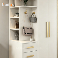 Armoire de rangement intelligente moderne de luxe avec porte battante en verre et éclairage LED, organisateur de vêtements simple pour chambre à coucher, idéale pour la maison et l'hôtel