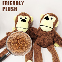Vente en gros de jouets à mâcher en peluche grinçante pour chien, singe brun à quatre longues pattes, jouet en peluche souple pour chien