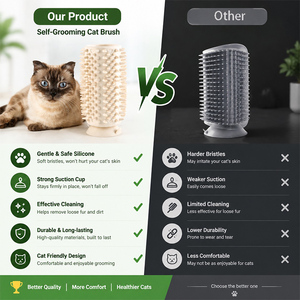 Brosse auto-nettoyante en silicone pour chat avec ventouse détachable, éliminateur de poils pour animaux domestiques pour le toilettage à domicile - Product Image 4