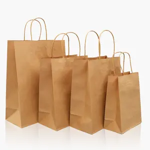 Kraft Brown Paper 120gr Tote Shopping Recyclable Brown Kraft Paper Spout Bag Custom