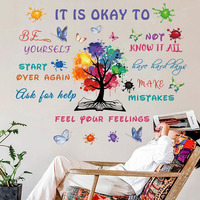 Sticker Mural Auto-Adhésif Coloré Arbre Citations Inspirantes Tableau pour Étudiant