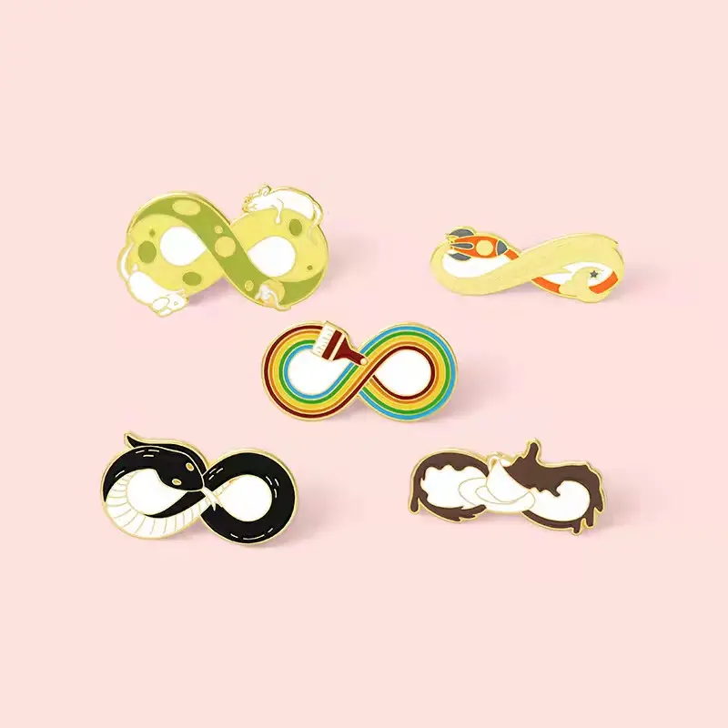 Twisted Custom Brooches Enamel Pins Snake Mouse Coffee Rocket Wire Ranibow Badges pin Metal Alloy Fashion Jewelry Lapel Pin