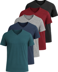 Camiseta Deportiva de Manga Corta con Cuello en V para Hombre, de Secado Rápido, Transpirable, que Absorbe la Humedad, Corte Regular, Informal - Product Image 1