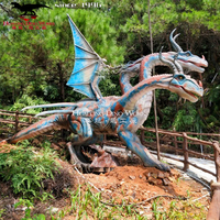 Statue de Dragon chinois, parc à thème, taille réelle, modèle de Dragon à trois têtes Animatronic
