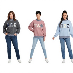 Sudadera Borgoña de Cuello Redondo para Mujer con Mangas, Cuello y Dobladillo a Cuadros Gingham y Bordado de Letras Aplicadas - Product Image 1