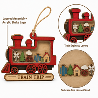 Ornement de train oscillant |   Pièces d'arbre en contreplaqué peuplier et acrylique pour maison de poupée |   Décoration de chambre d'enfant sur le thème des voyages et des aventures |   Vente en gros OEM CPSC