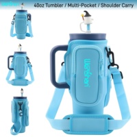 Sarung Tumbler Neoprena untuk Cangkir 40oz, Kantong Pembawa Multi Kantong dengan Tali Bahu yang Dapat Disesuaikan, Kantong Ponsel untuk Aktivitas Luar Ruangan