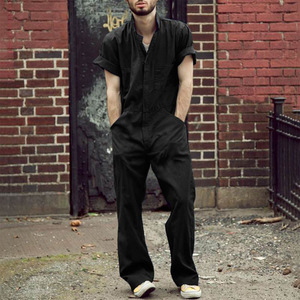 Pantaloni da <span class=keywords><strong>Uomo</strong></span> con Colletto a Risvolto, Vestibilità Ampia, Tinta Unita, Design Multi-Tasca, Tuta Casual - Product Image 2