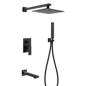 <span class=keywords><strong>2025</strong></span> hiện đại treo tường mưa che giấu vuông đặt thép không gỉ khách sạn phòng tắm vòi sen trộn nóng đen đánh bóng thanh nóng lạnh - Product Image 1