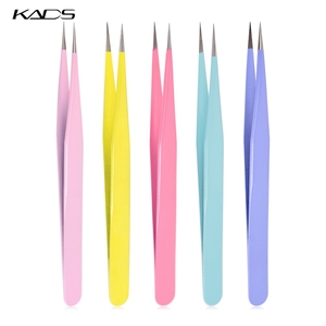 Pince à épiler KADS de haute précision à tête droite en acier inoxydable pour la pose de strass, la manucure et l'extension de cils - Product Image 1