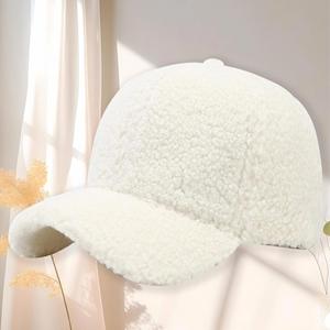 Gorro de Béisbol de Lana de Cordero para Mujer, Versión Coreana de Otoño Invierno, Gorro de Terciopelo de Moda, Regalo Promocional, Cálido y Cómodo - Product Image 3
