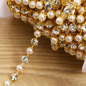 Wholesale Pearl Rhinestones Claw Chain Wedding Dress Accessories Handmade Diy Decorative