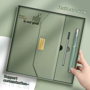 Ensemble de bloc-notes d'affaires en cuir PU A5, boîte cadeau avec logo personnalisé imprimé, carnet en papier recyclé avec stylo pour un bureau respectueux de l'environnement - Product Image 1