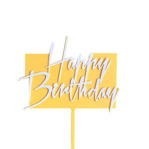 Adorno de Pastel Acrílico de Doble Capa con Diseño de Feliz Cumpleaños, Color Caramelo, Decoraciones de Cumpleaños - Product Image 5