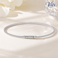Bracelet tennis fin Viti personnalisé en or blanc 18 carats, scintillant, avec diamants de laboratoire, bijoux fins, fabricant OEM ODM, pour femmes