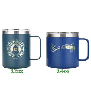 แก้วกาแฟแบบพกพาผนังสองชั้นพร้อมโลโก้สั่งทำพิเศษ ขนาด 12 ออนซ์ 14 ออนซ์ แก้วน้ำสแตนเลสมีหูจับ พร้อมฝาปิด - Product Image 5