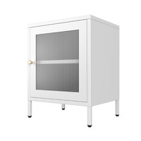 Table d'appoint multifonctionnelle en acier blanc avec 2 tiroirs, armoire de rangement moderne en métal, table de chevet pour la maison, le bureau, le salon