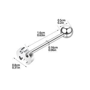 Venta al por mayor Compra a granel 14G Troquelado Acero inoxidable Lengua Anillo Stud Venta caliente Barbell Oreja Nariz Cuerpo Lengua Piercing - Product Image 3