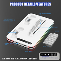 Nouveau support de refroidissement multifonctionnel pour PS5 Slim avec 2 docks de charge pour manettes PS5, emplacement de stockage de CD pour PS5/SLIM/PRO