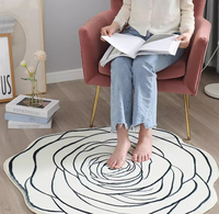 Tapis rond moderne en fleurs de camélia, fait à la machine, sur mesure, pour salon et chambre à coucher – Grande Vente