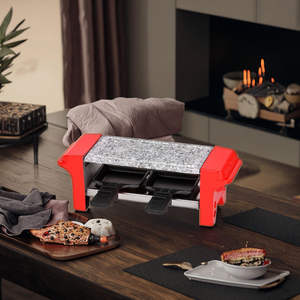 Gril à <span class=keywords><strong>raclette</strong></span> électrique pour <span class=keywords><strong>4</strong></span> <span class=keywords><strong>personnes</strong></span>, gril électrique portable, surface de cuisson antiadhésive mécanique 900W - Product Image 4