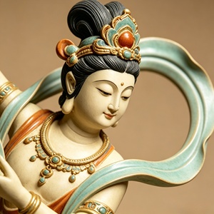 Ornement de table ou grande sculpture extérieure en résine de style chinois, personnalisable, représentant des <span class=keywords><strong>Apsaras</strong></span> volantes de Dunhuang. - Product Image 6