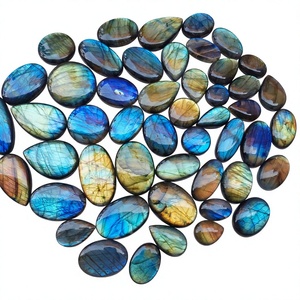 RUHAN GEMS Pierre précieuse naturelle de haute qualité, cabochon ovale en labradorite, éclat bleu, poli, jeu de couleurs, plusieurs tailles 15-20 - Product Image 1