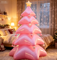 Sapin de Noël gonflable rose rêveur multicouche avec décorations de perles pour décoration intérieure et extérieure, accessoire de présentation
