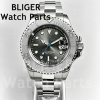 Montre de plongée de luxe BLIGER 43 mm pour homme, style marin, lunette rotative, acier inoxydable, bracelet poli, lumineuse, mouvement mécanique NH35A