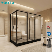 Cabine de douche coulissante double en nickel brossé YEETE, verre trempé 8 mm, vente en gros, pour salle de bain moderne, inventaire pour revendeurs de salles d'exposition