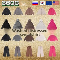 Sweat à capuche OEM personnalisé style américain en coton délavé et vieilli, coupe ample pour jeunes, collection automne/hiver 2026