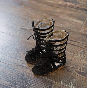 Sandales d'été pour enfants, nouvelles sandales en cuir respirantes pour filles, bottes longues décontractées en fourrure pour enfants - Product Image 5