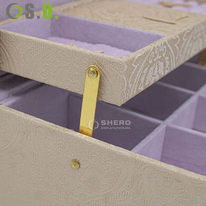 Vintage Embossed Jewelry Box With Built In Mirror Multi Layer Drawer Design Elegant Jewelry <b>Storage</b> Organizer <b>Rings</b> Earrings - Product Image 6